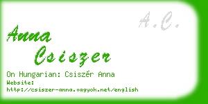 anna csiszer business card